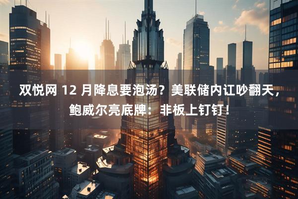 双悦网 12 月降息要泡汤？美联储内讧吵翻天，鲍威尔亮底牌：非板上钉钉！